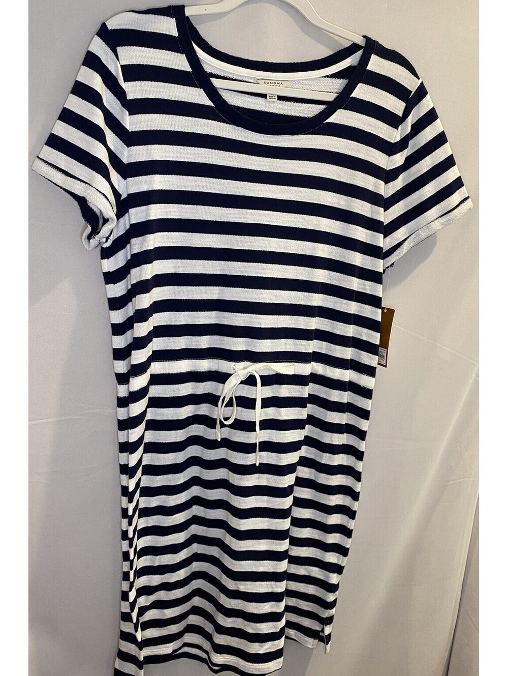 NWT Sonoma Large Stripe Dress Navy Nautical Cruise Blue White